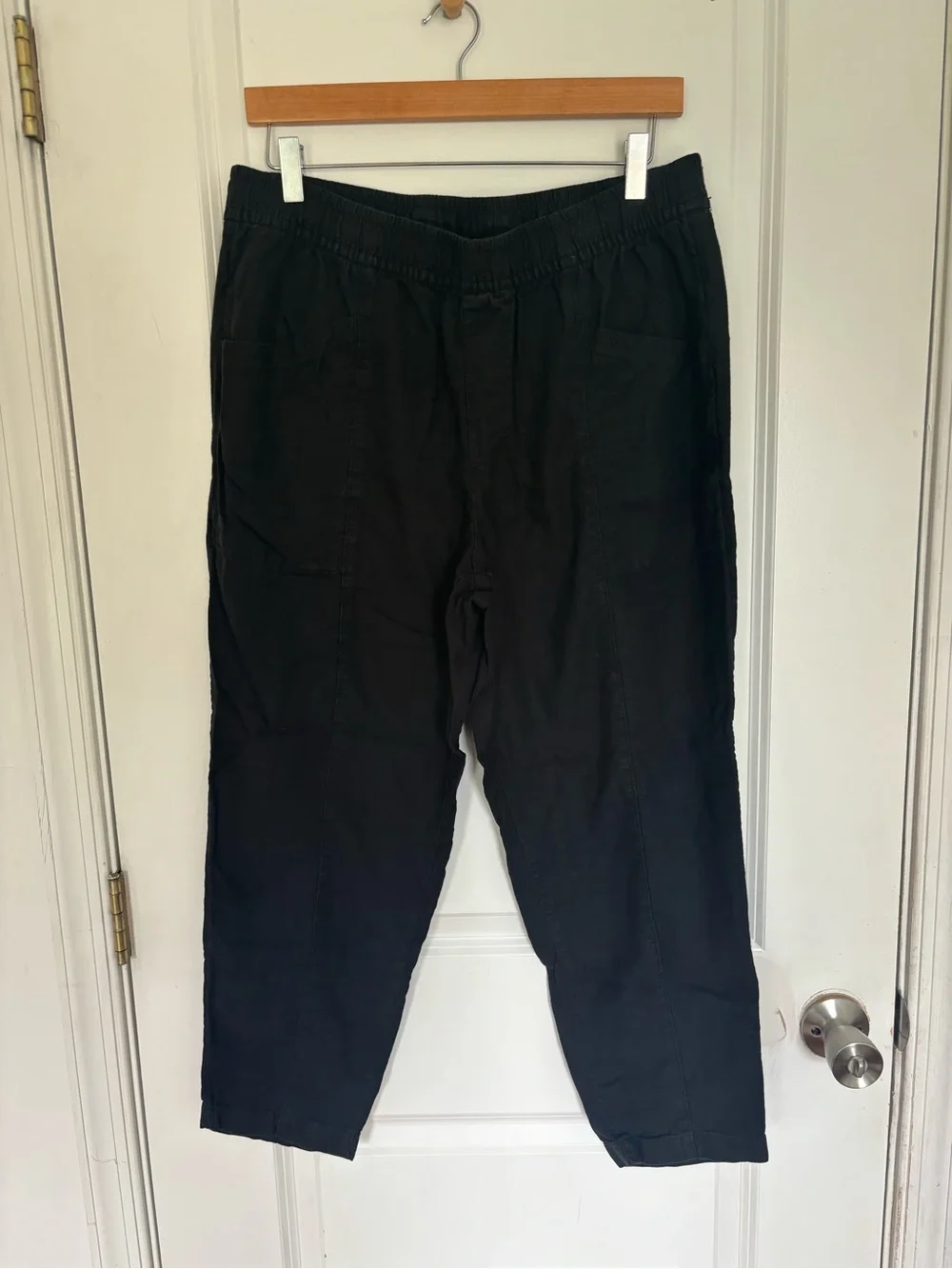 Old Navy Black High-Rise Straight Taper Linen Blend Pants L - Picture 3 of 12